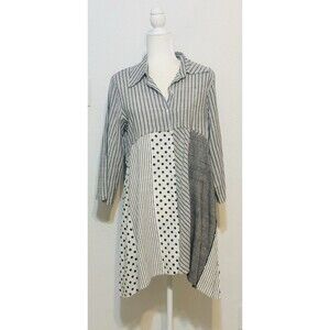 NWT Paper Lace Women Size M Button Up Patchwork Tunic Top  Boho Lagenlook